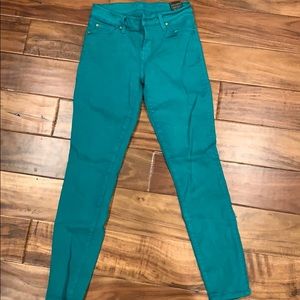 7 for all mankind teal skinny ankle 25